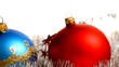 Christmas balls over white background
