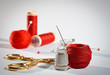 Red sewing kit, landscape