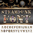 alphabet made of mechanical Parts (vector) clockwork font