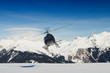 Mountain rescue helicopter in flight