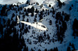 Mountain rescue helicopter in flight