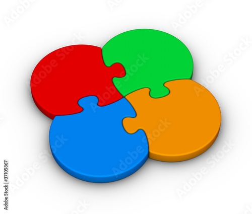 Illustration: four multicolor puzzles four multicolor puzzles