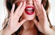 Woman with red lips shouting