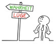 Vector: figur vor lüge oder wahrheit figur vor lüge oder wahrheit