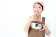 attractive asian woman cooking