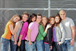 group of diverse students or teens on campus