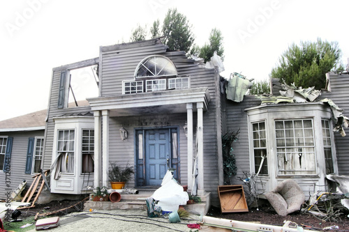 Photo: House damaged by disaster House damaged by disaster