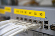 Ethernet cables connected to a Firewall Ethernet cables connected to a Firewall