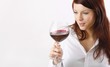 young beautiful woman drinking wine - with copyspace