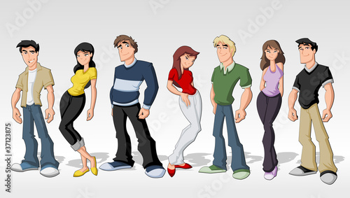 Vector: Group cartoon teenagers. Teen people. Group cartoon teenagers. Teen people.