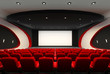 Front perspective construction of Empty hall of cinema with comf
