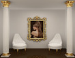 Photo: gold frames with picture of woman on the wall in royal interior gold frames with picture of woman on the wall in royal interior