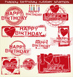 happy birthday grunge stamps