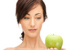 young beautiful woman with green apple young beautiful woman with green apple