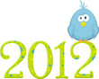 Blue bird on the digits 2012, vector illustration Blue bird on the digits 2012, vector illustration