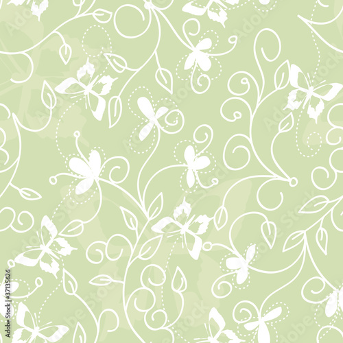 Vector: seamless floral pattern with butterflies seamless floral pattern with butterflies