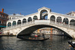 Venice, Ponte Rialto bridge with gondola Venice, Ponte Rialto bridge with gondola