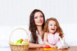 Mother and daughter with the Easter bunny