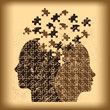 Vector: Puzzle heads grunge background vector Puzzle heads grunge background vector