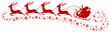 Christmas Sleigh, 4 Flying Reindeers & Snowflakes Red