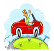 boy drive car vector illustration isolated on white background