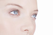 A young woman's eyes and nose, close-up