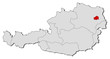 Map of Austria, Vienna highlighted