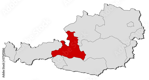 Vector: Map of Austria, Salzburg highlighted Map of Austria, Salzburg highlighted