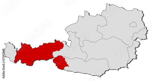 Vector: Map of Austria, Tyrol highlighted Map of Austria, Tyrol highlighted