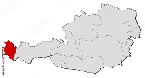 Vector: Map of Austria, Vorarlberg highlighted Map of Austria, Vorarlberg highlighted