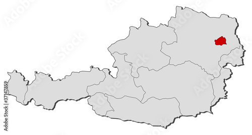 Vector: Map of Austria, Vienna highlighted Map of Austria, Vienna highlighted