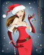 Vector: girl Santa Claus Happy Christmas and New Year girl Santa Claus Happy Christmas and New Year