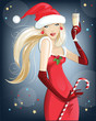 Vector: girl Santa Claus Happy Christmas and New Year girl Santa Claus Happy Christmas and New Year