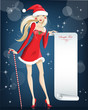Vector: girl Santa Claus Happy Christmas and New Year girl Santa Claus Happy Christmas and New Year