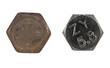 new screw heads and old rusty dirty screw heads isolated new screw heads and old rusty dirty screw heads isolated