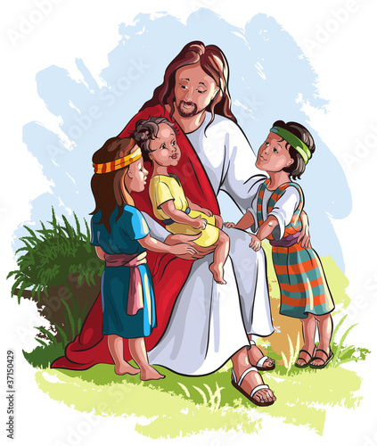 Vector: Jesus With Children Jesus With Children