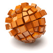 Cubic sphere on white background