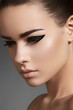 Fashion elegance eyeliner makeup on model eyes