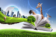Open book with green nature world Open book with green nature world