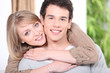 Woman embracing her boyfriend