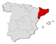 Map of Spain, Catalonia highlighted