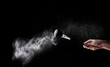 Make up brush with powder on black