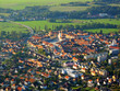 Aerial photo of city in sunset light, Dobrany, Czech republic