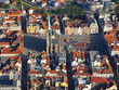Aerial photo of historical center city Pilsen, Czech republic