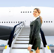 flight attendant near moving ramp