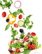 Fresh salad with vegetable in motion. Fresh salad with vegetable in motion.