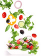 Fresh salad with vegetable in motion. Fresh salad with vegetable in motion.