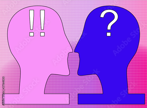 Vector: testa uomo donna incomprensione testa uomo donna incomprensione