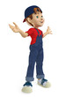 happy boy with an open arms side view