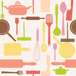Vector seamless pattern of kitchen tools.